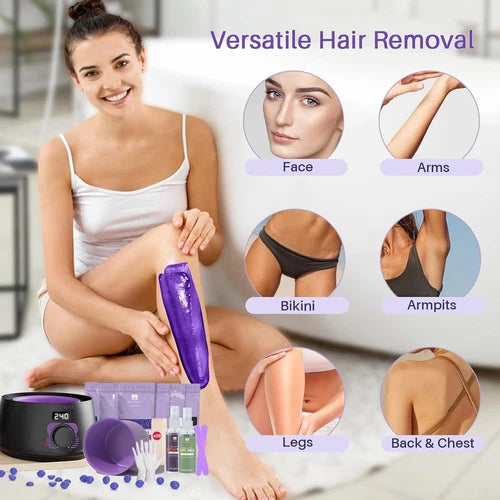 BLITZWAX Brazilian and Bikini Waxing Kit for Women, Hard Wax Warmer for Face